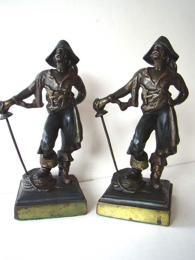 A pair of Paul Herzel (1876-1956) signed Pirate bookends circa 1920